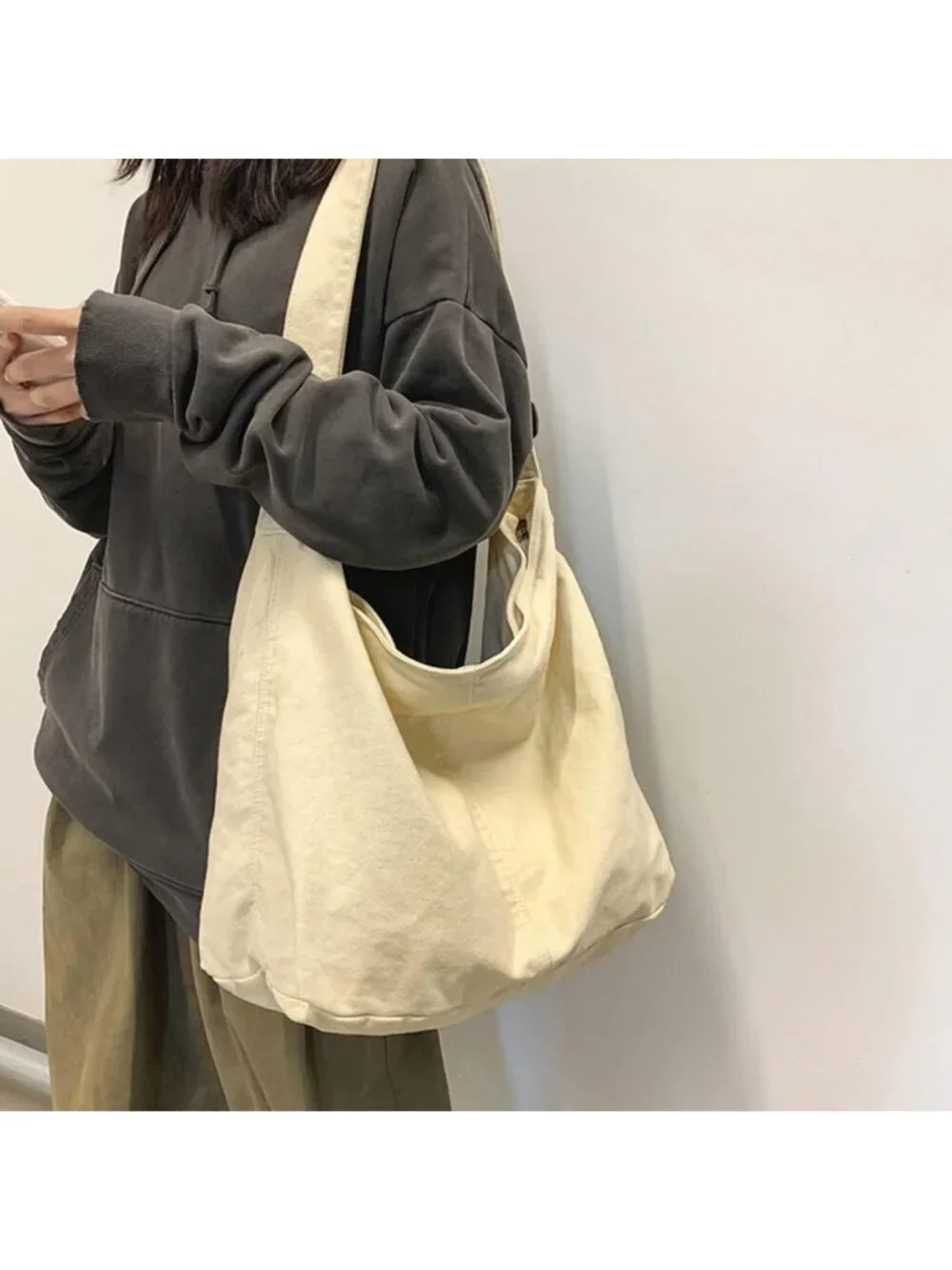 Women's White2 Travel Canvas Zipper Crossbody Shoulder Laptop Bag